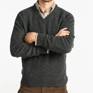 L.L.Bean Men’s Lambswool V-Neck Sweater Charcoal Large Tall